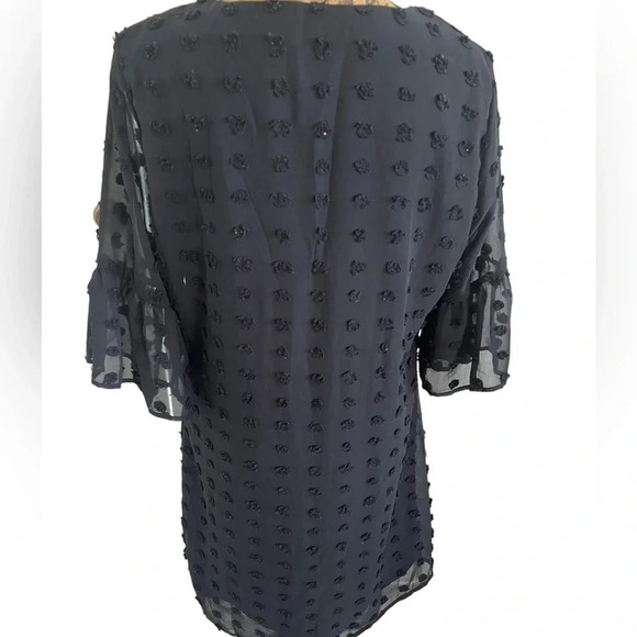 Black Textured Polka Dot Fully Lines Dress M - Picture 4 of 6